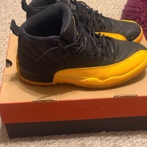 Jordan Black and Yellow High-Top Basketball Sneakers